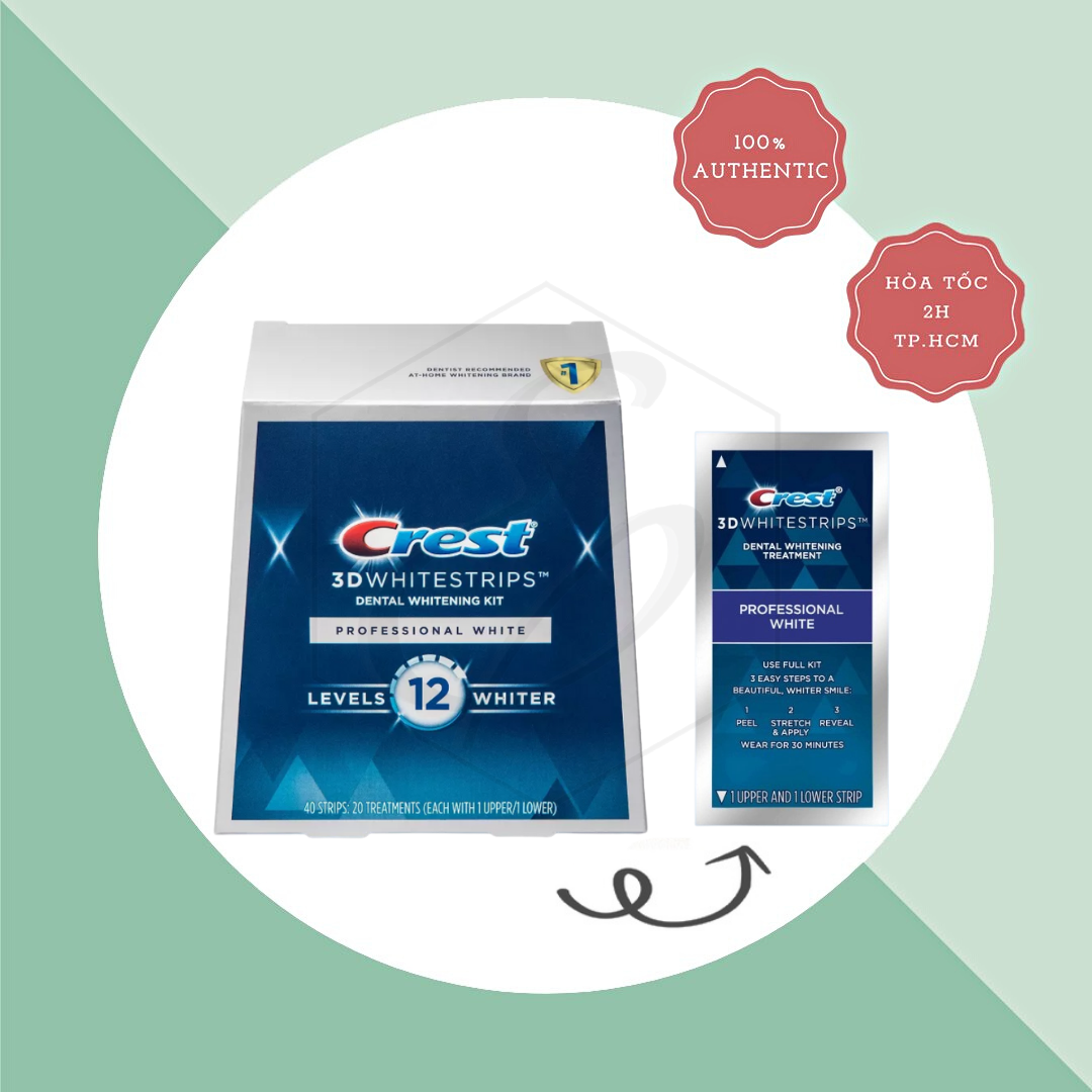 Miếng Dán Trắng Răng Crest 3D Whitestrips Level 12 Whiter